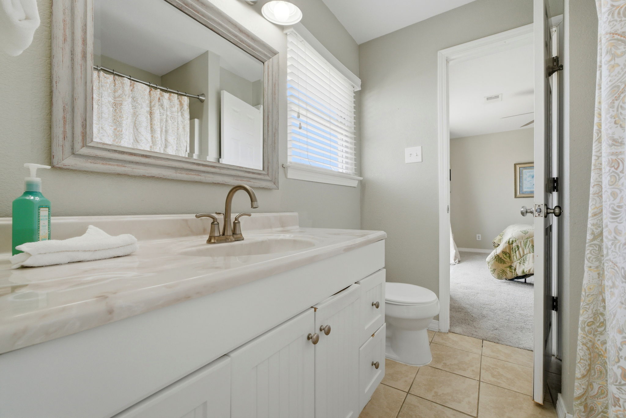 Upstairs Jack and Jill full bathroom at Beach Blessings