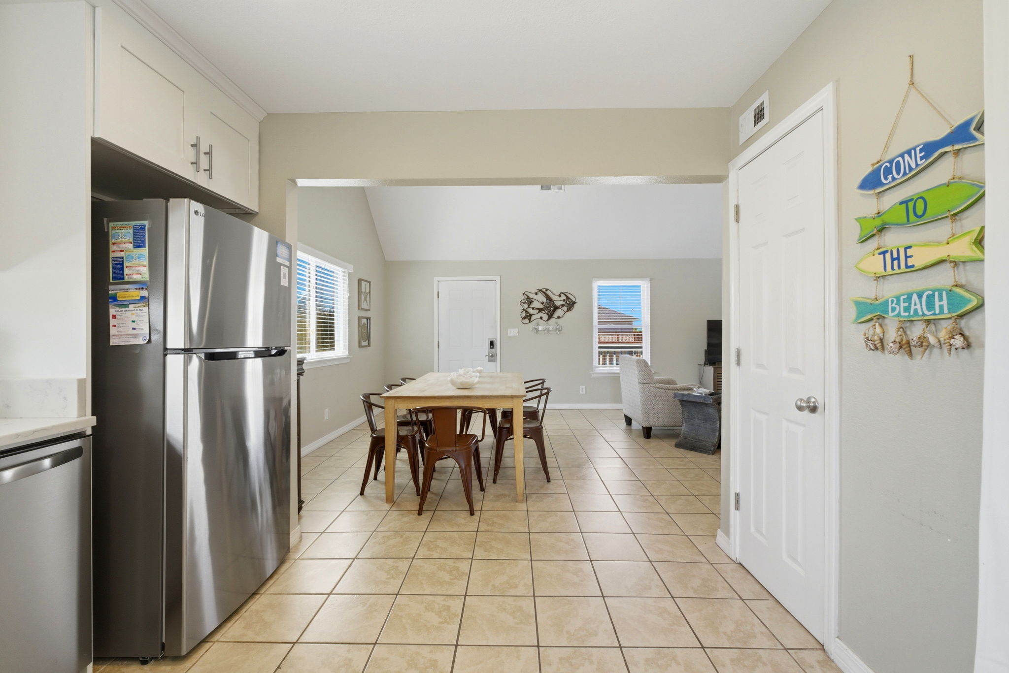 Kitchen open to dining area at Beach Blessings