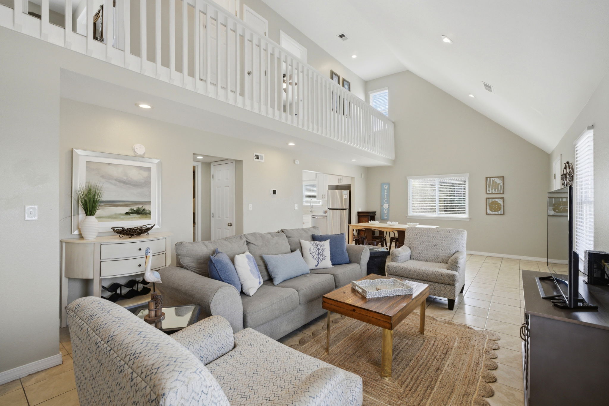 Living room with foldout couch at Beach Blessings